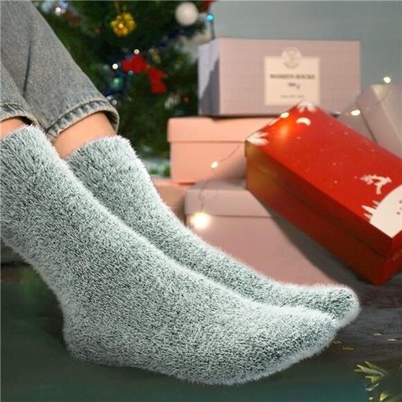 New 5 Pairs Fuzzy Soft Cozy Comfortable Socks for Women, Casual Sleep Comfy Sock - Picture 3 of 6